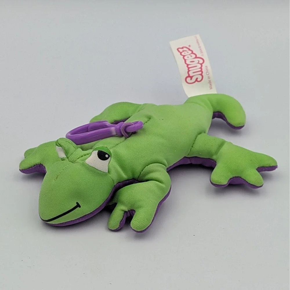 Snugeez Green Lizard Plush Clip Vintage 2004 Microbead Gecko Backpack Keychain
